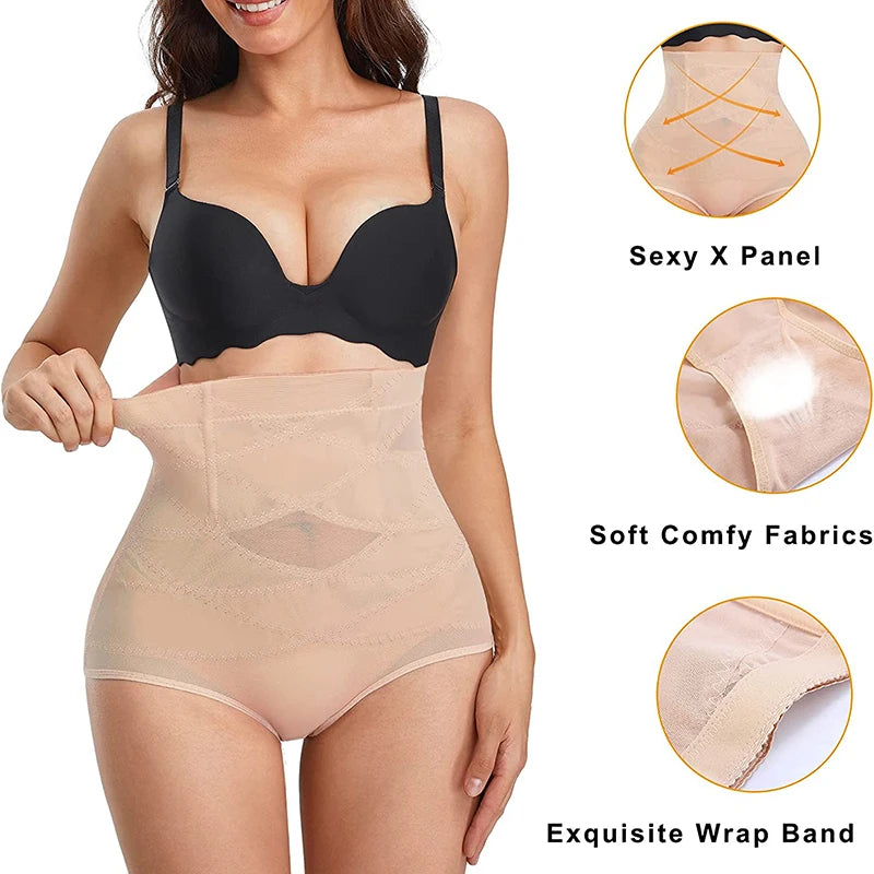 High Waisted Body Shaper X-Shaped Girdles Tummy Control Shapewear Panties Slimming Waist Trainer Butt Lifter Underwear Shapers