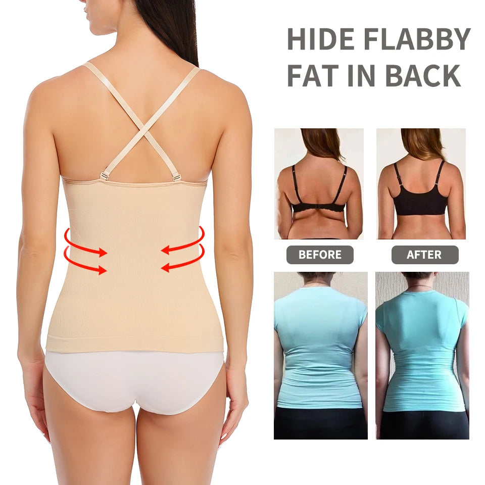 Padded Shaperwear Compression Camisole Body Shaper Woman Tummy Control Tank Tops Slimming Shapers Waist Trainer Corset Slim Vest