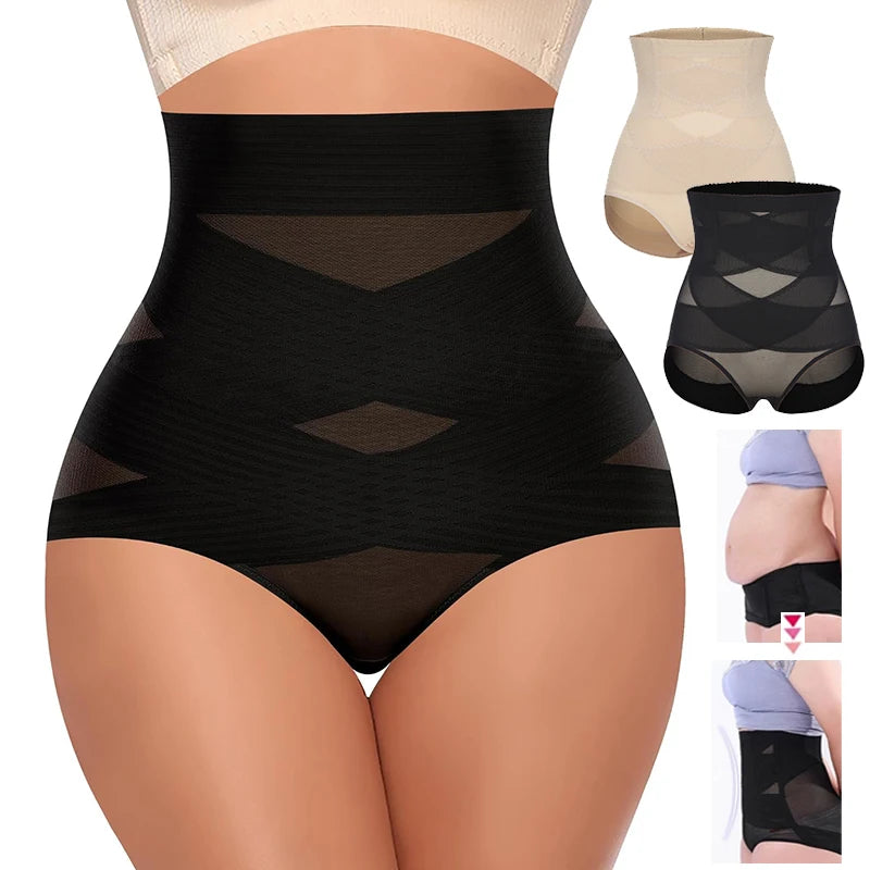 High Waisted Body Shaper X-Shaped Girdles Tummy Control Shapewear Panties Slimming Waist Trainer Butt Lifter Underwear Shapers